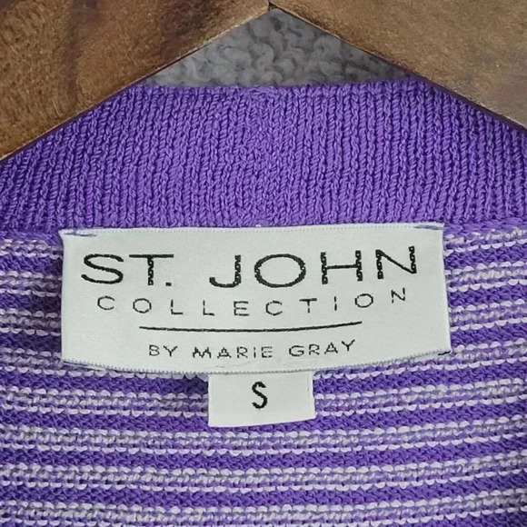 St. John Collection Striped Cardigan Sweater With Gold Buttons Women's S  6PT - Picture 4 of 9